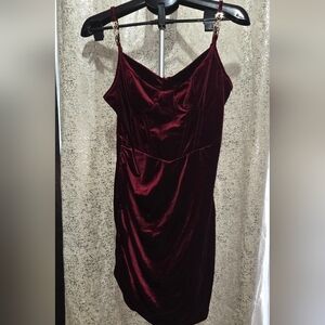 SHEIN BAE Velvet Bodycon Dress in Deep Burgundy- L